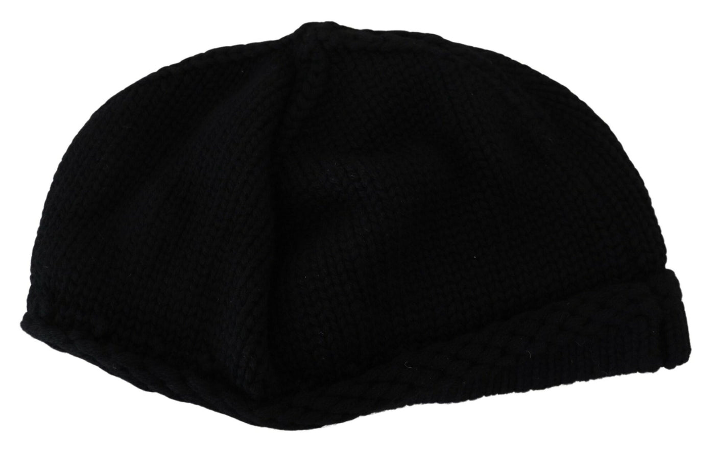 Black Virgin Wool Women Winter Beanie Cap Hat