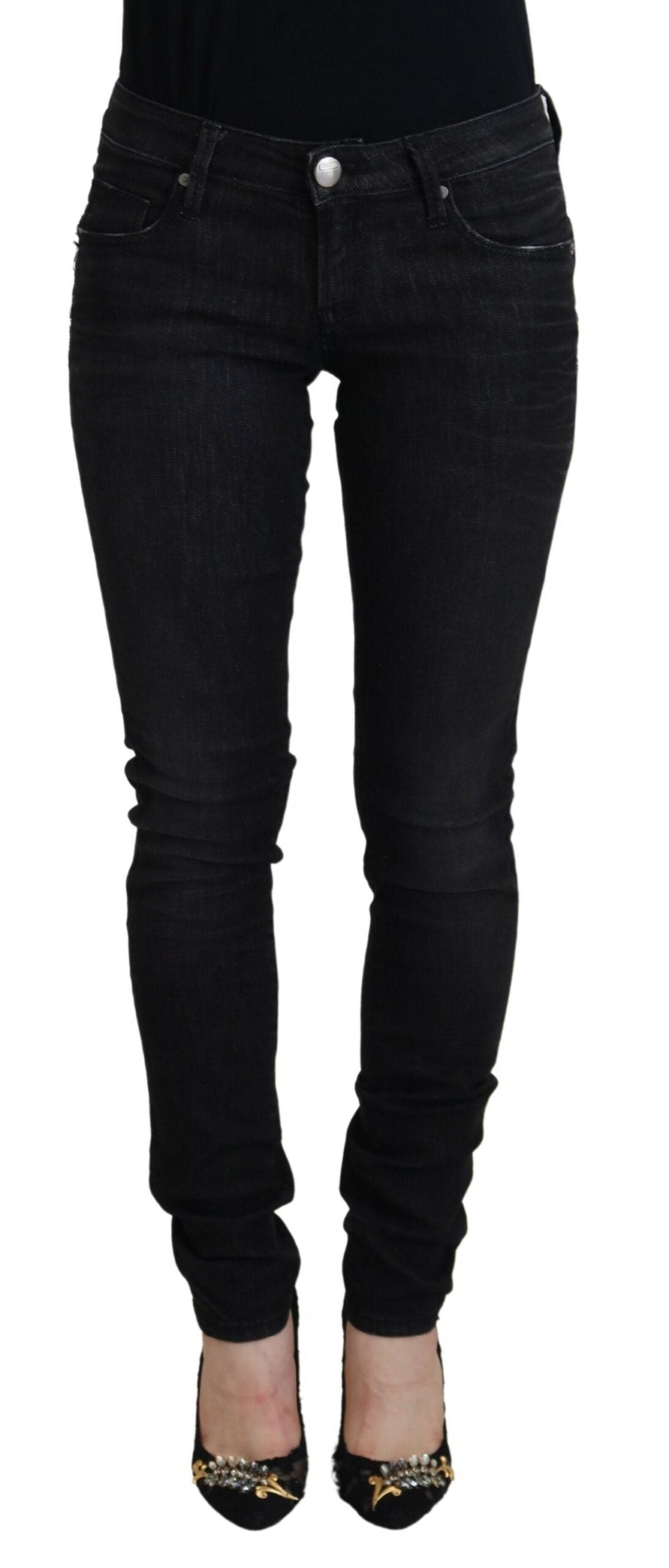 Black Cotton Slim Fit Women Casual Denim Jeans