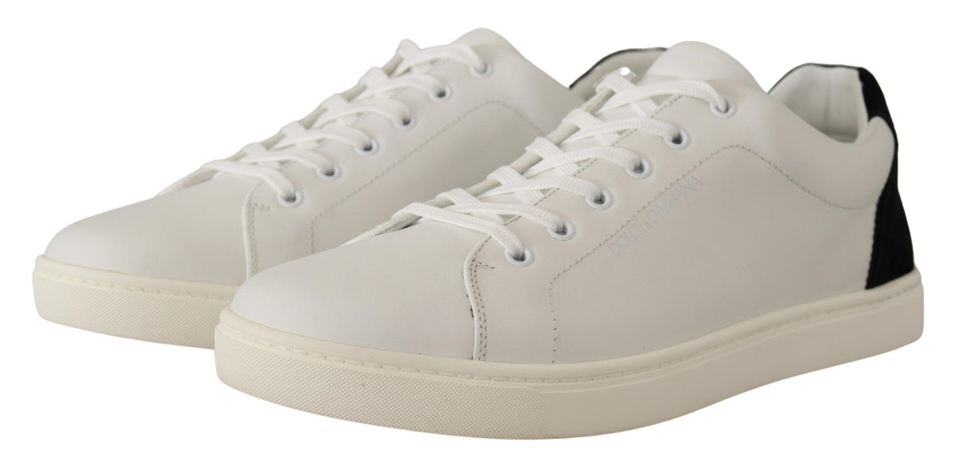 White Black Leather Low Top Casual Sneakers Shoes