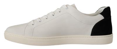 White Black Leather Low Top Casual Sneakers Shoes