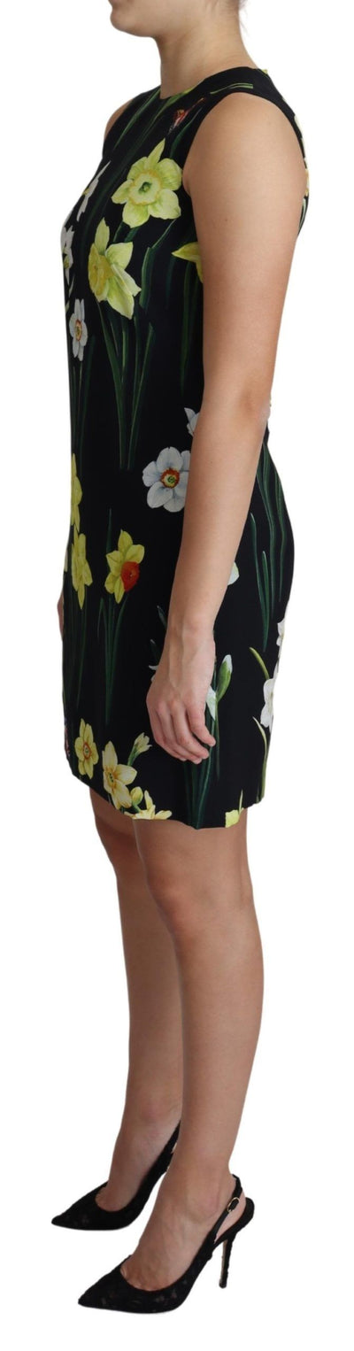 Black Floral Print A-line Shift Mini Dress