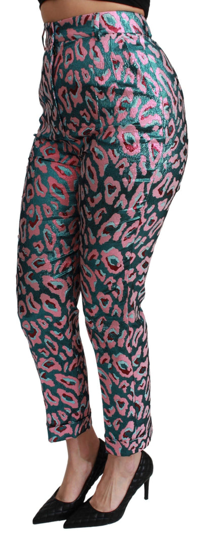 Multicolor Patterned Cropped High Waist Pants