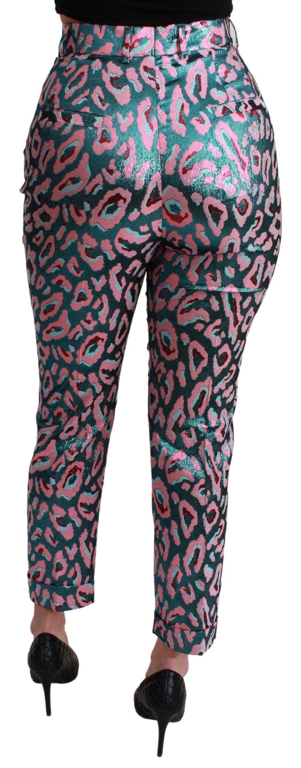 Multicolor Patterned Cropped High Waist Pants