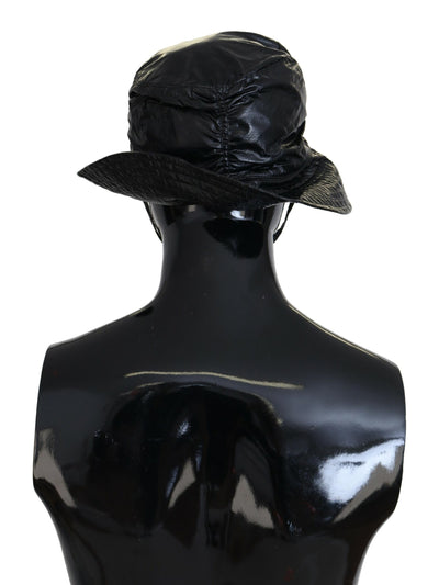 Black Quilted Faux Leather Women Bucket Cap Hat