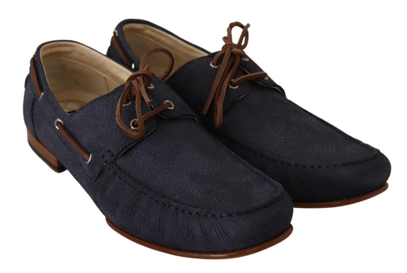 Blue Leather Lace Up Men Casual Boat Shoes