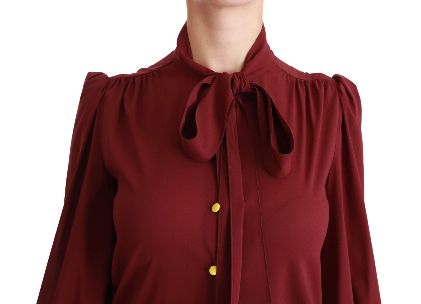 Maroon Long Sleeve Shirt Blouse Silk Top