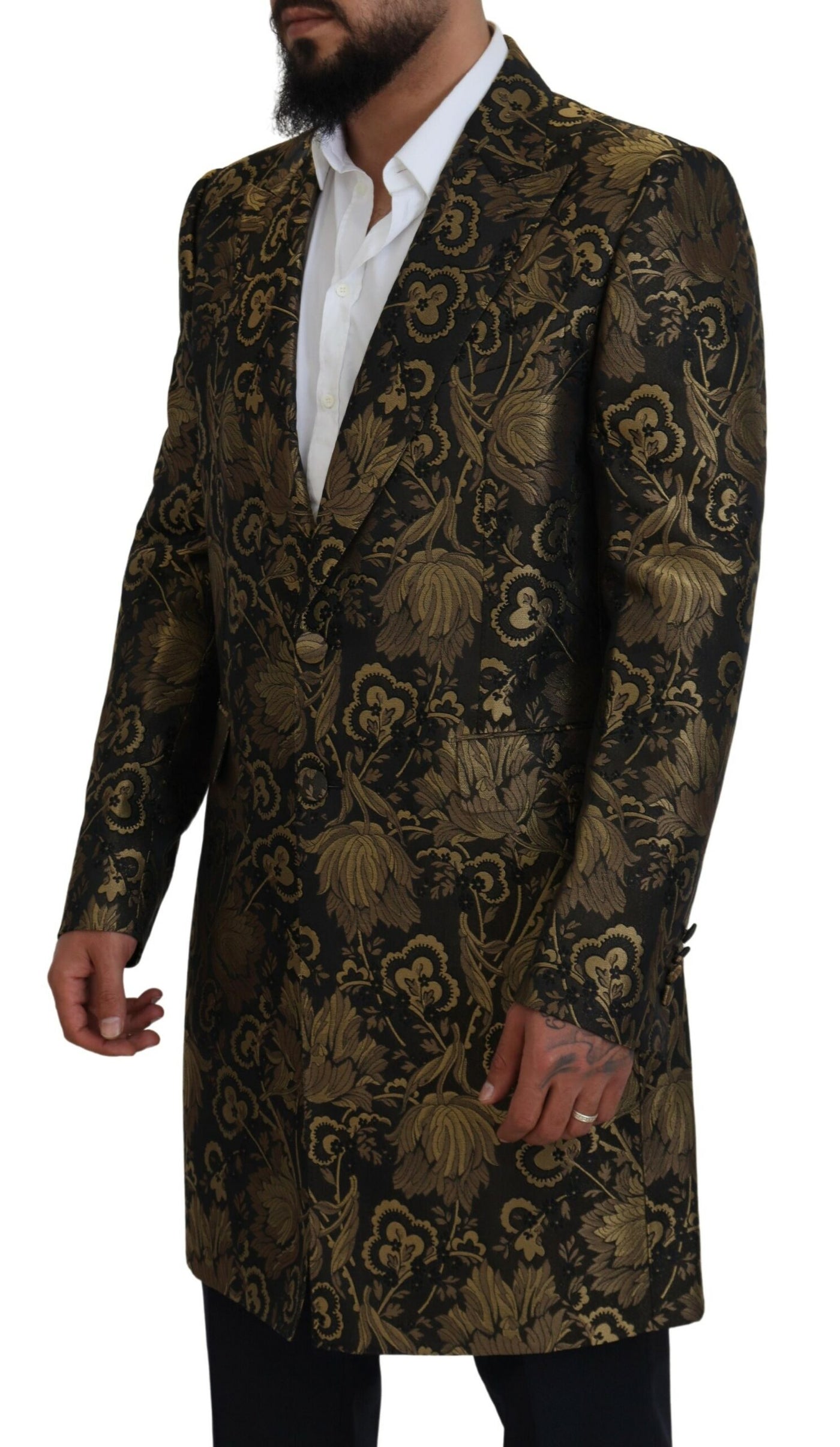 Black Gold Jacquard Coat SICILIA Jacket