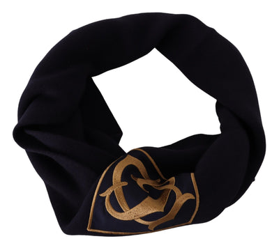 Blue Wool Knit DG Logo Shawl Wrap Scarf