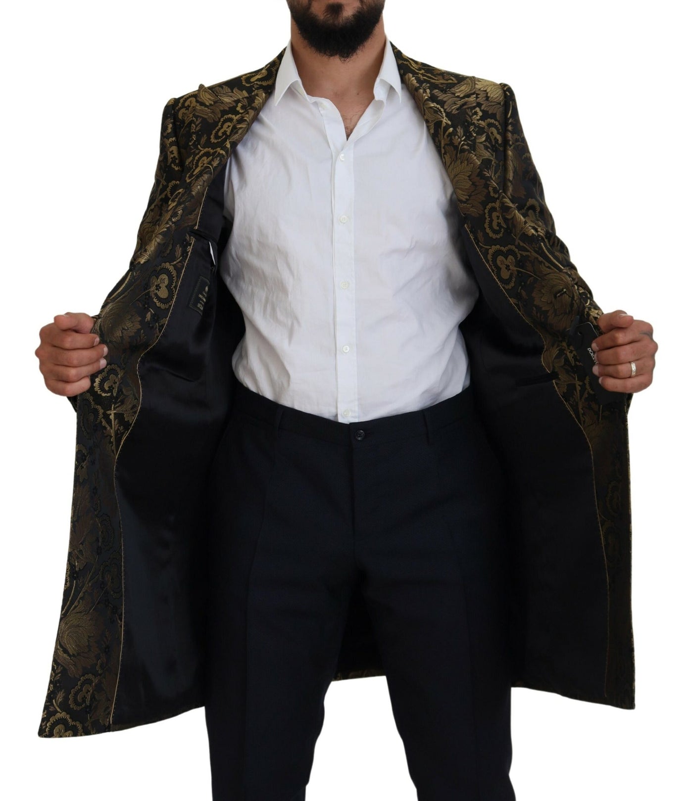 Black Gold Jacquard Coat SICILIA Jacket