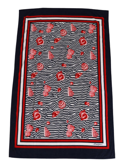 Blue Red Seashell Beach Towel Cover Beach Towel