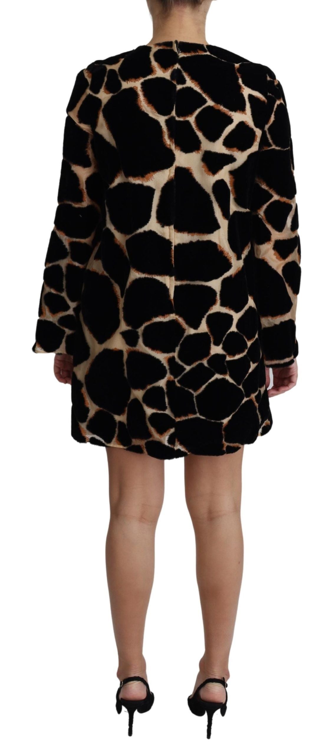 Black Giraffe Print Shift Mini Dress