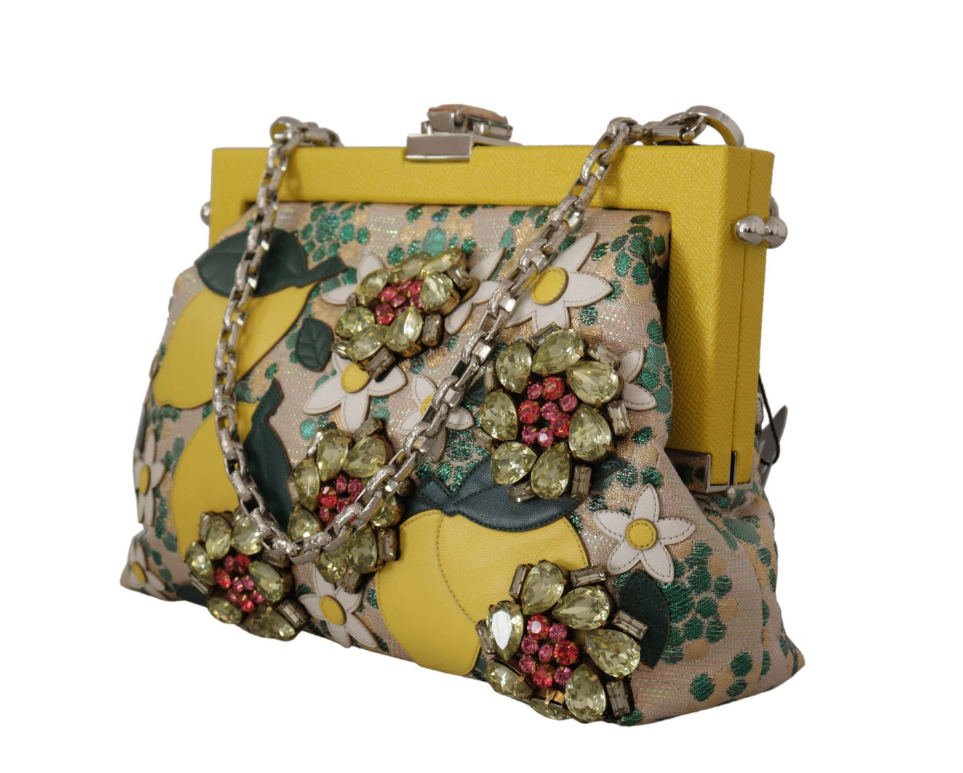 Multicolor Crystal Shoulder Silk Leather VANDA Purse