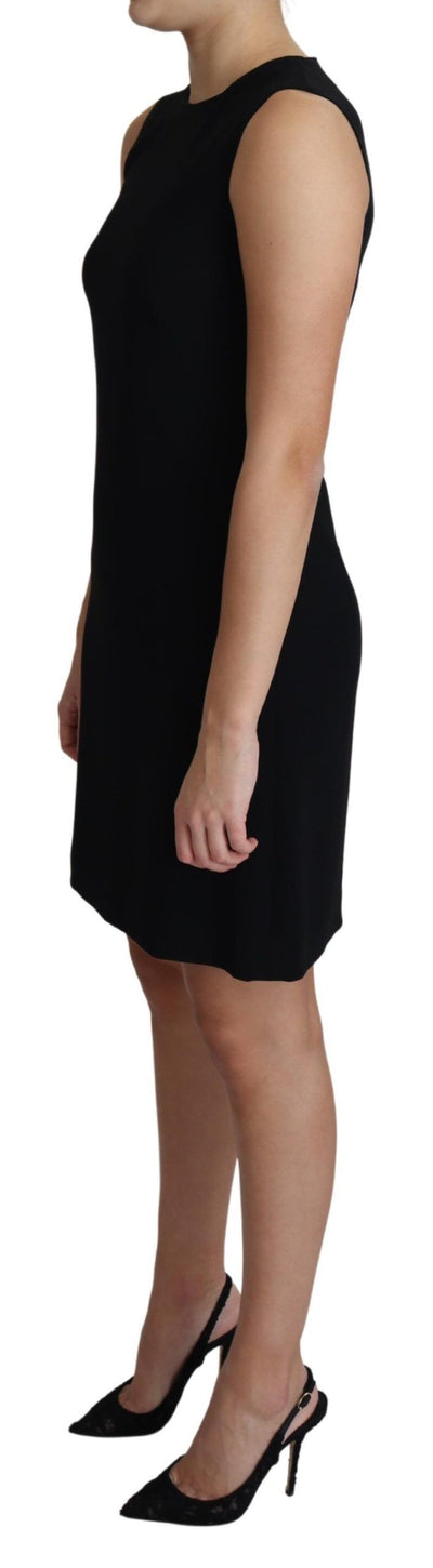 Black Viscose Stretch A-line Shift Mini Dress