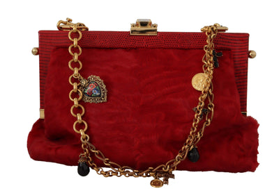 Red Fur Brocade Crystal Shoulder Women VANDA Purse