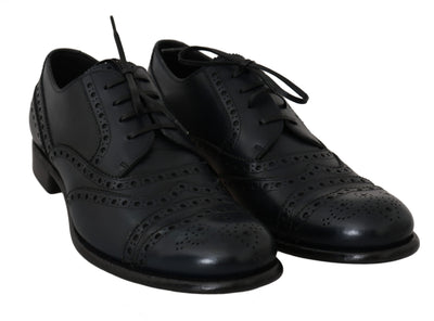 Dark Blue Leather Wingtip Oxford Dress Shoes