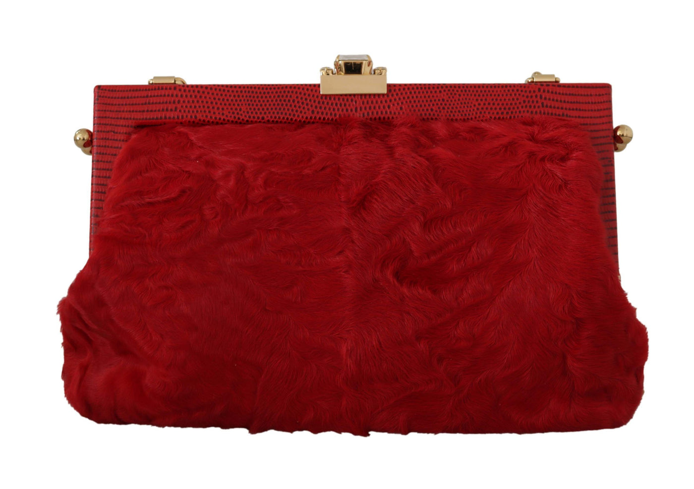 Red Fur Brocade Crystal Shoulder Women VANDA Purse