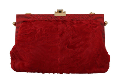 Red Fur Brocade Crystal Shoulder Women VANDA Purse