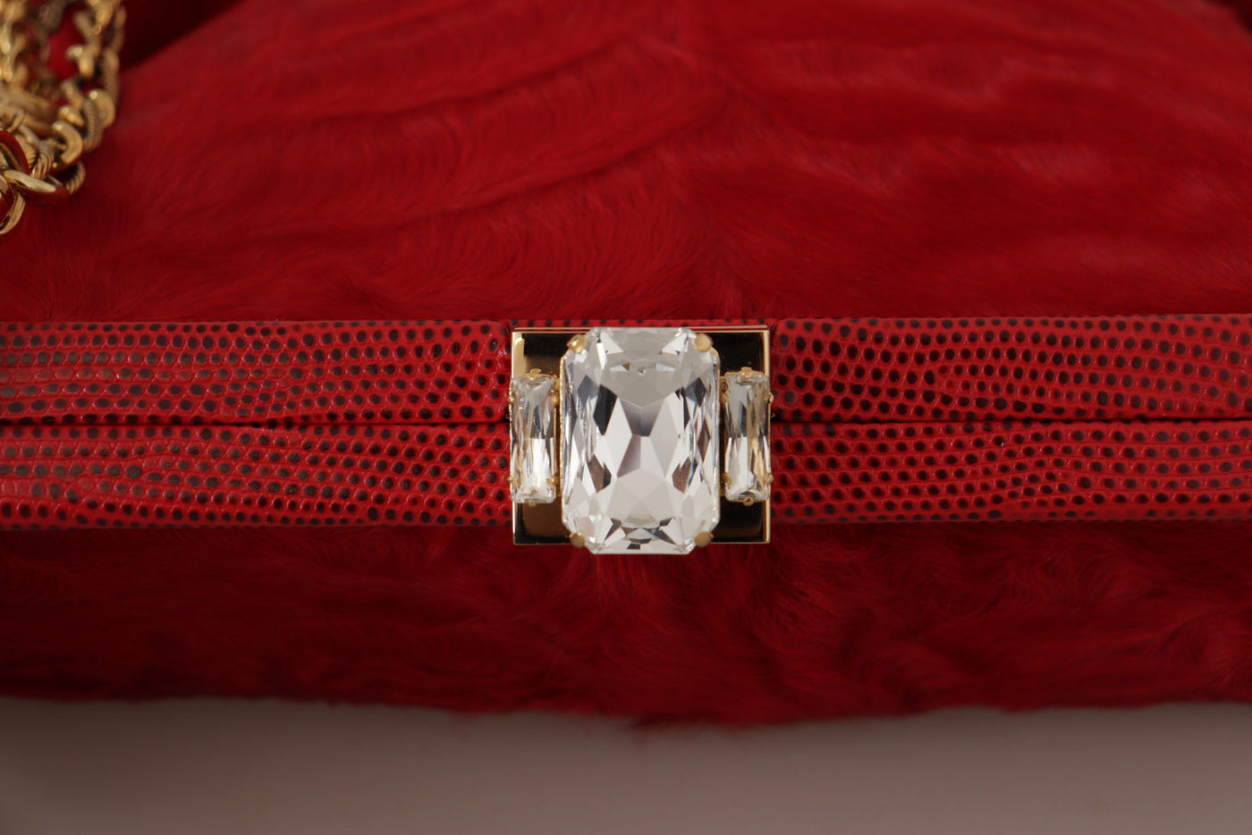 Red Fur Brocade Crystal Shoulder Women VANDA Purse