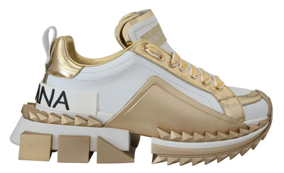 White and gold Super Queen Leather Shoes