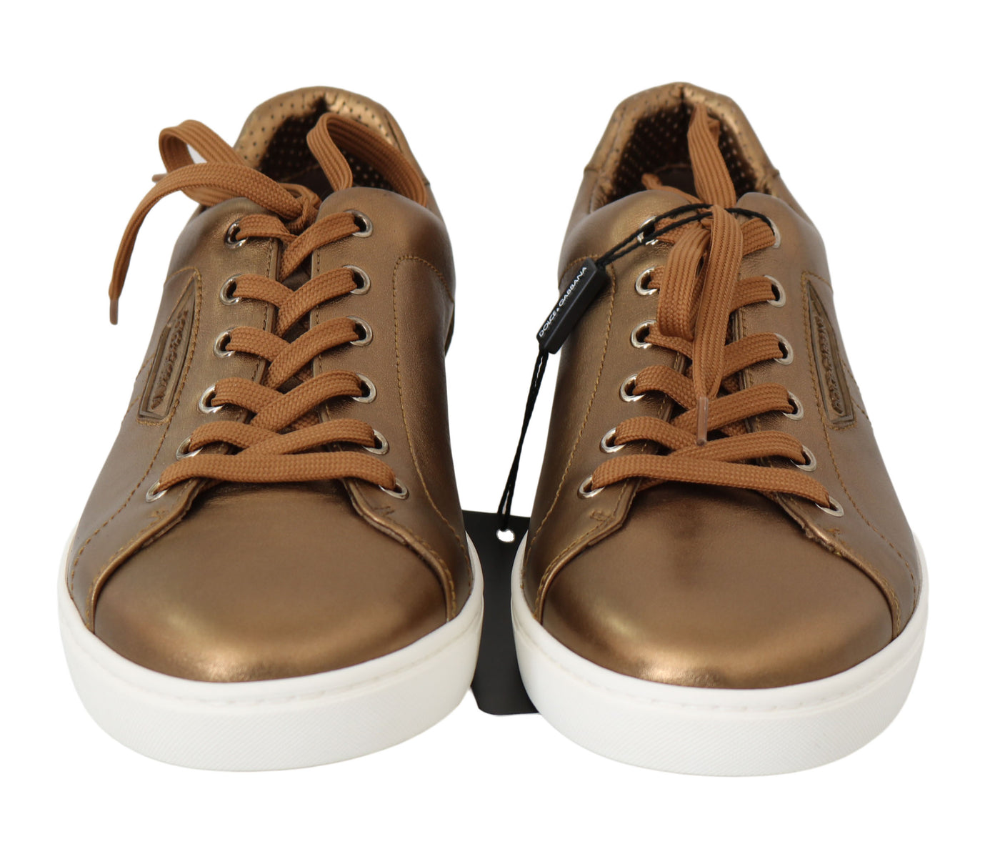 Gold Leather Mens Casual Sneakers