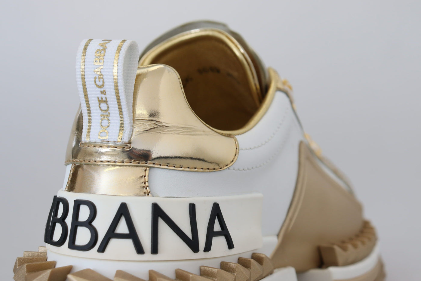 White and gold Super Queen Leather Shoes