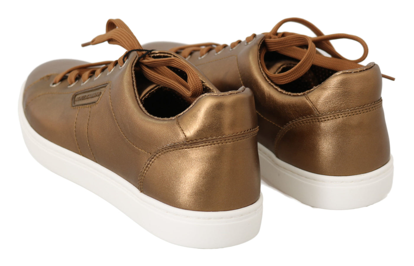 Gold Leather Mens Casual Sneakers