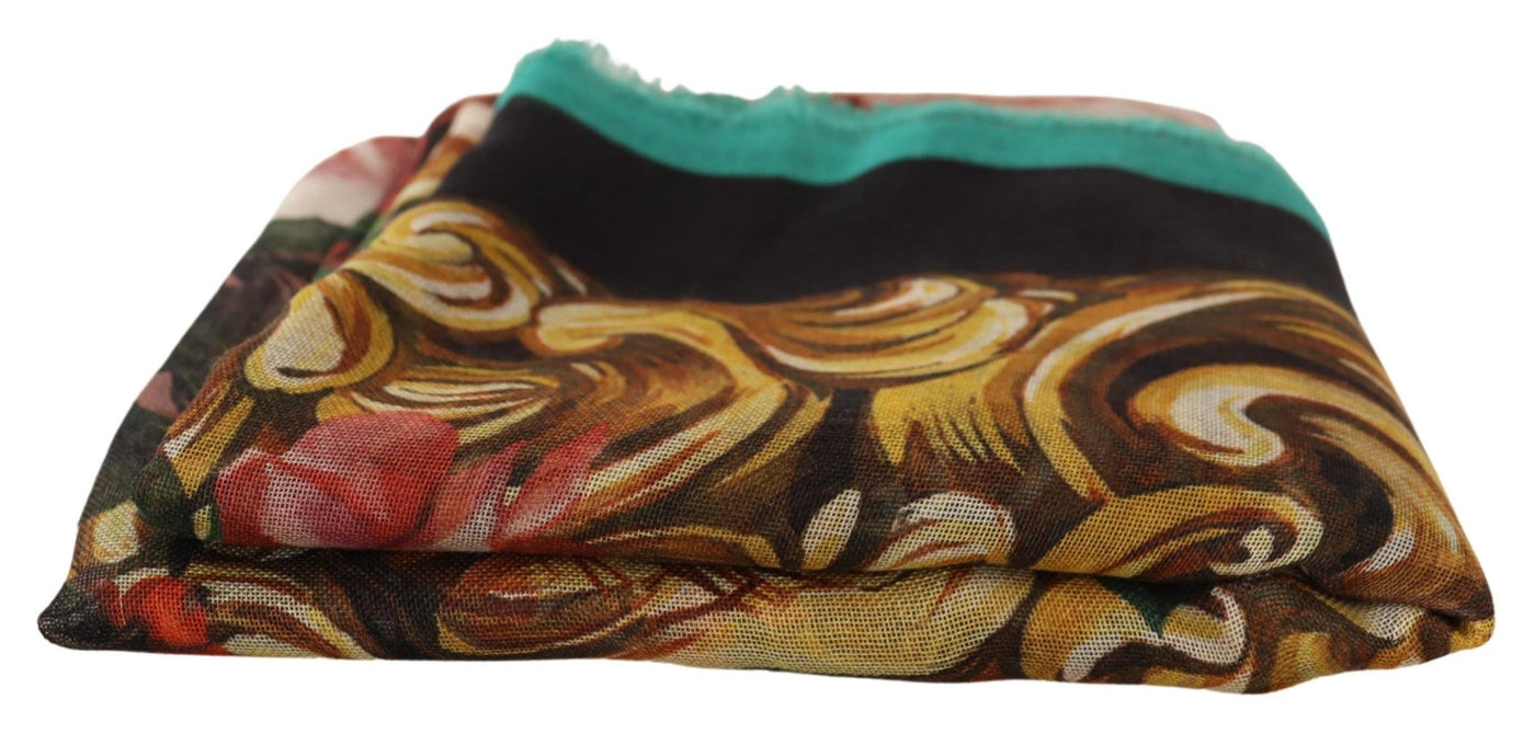 Multicolor Floral Print Cashmere Shawl Scarf