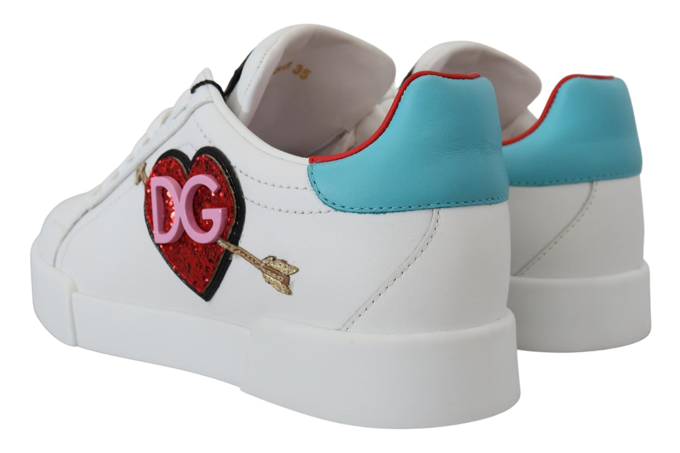 White Leather Sneaker Portofino Logo Heart Shoes