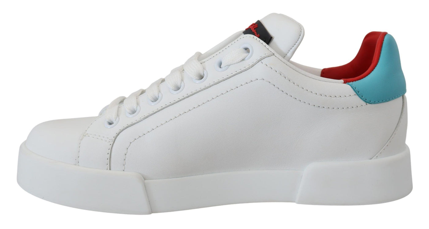 White Leather Sneaker Portofino Logo Heart Shoes