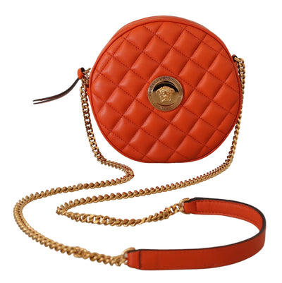 Red Nappa Leather Medusa Round Crossbody Bag