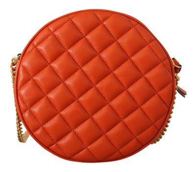 Red Nappa Leather Medusa Round Crossbody Bag