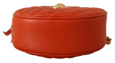 Red Nappa Leather Medusa Round Crossbody Bag