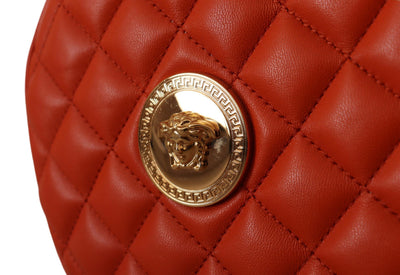 Red Nappa Leather Medusa Round Crossbody Bag