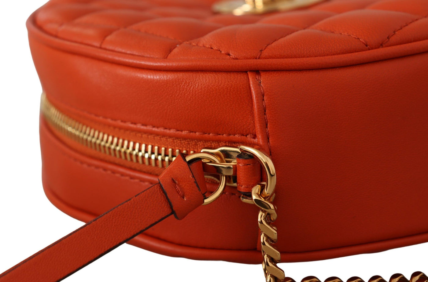 Red Nappa Leather Medusa Round Crossbody Bag