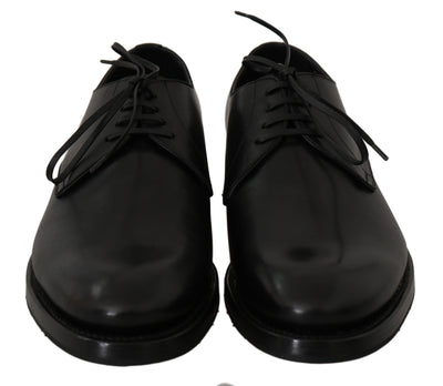 Black Leather Derby Formal Dress Shoes