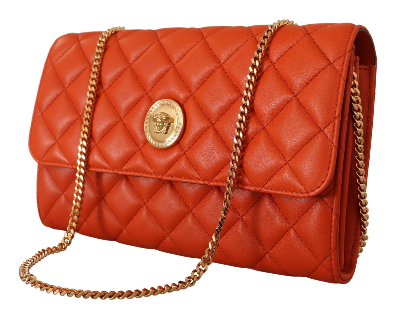 Red Nappa Leather Medusa Evening Bag