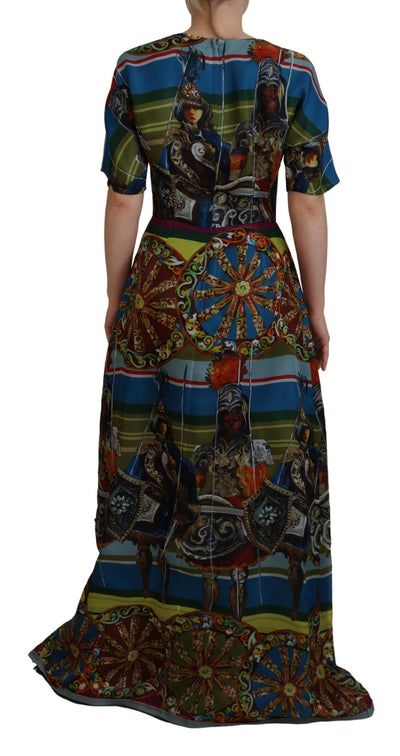 Multicolor Sicily Silk A-line Long Gown Dress