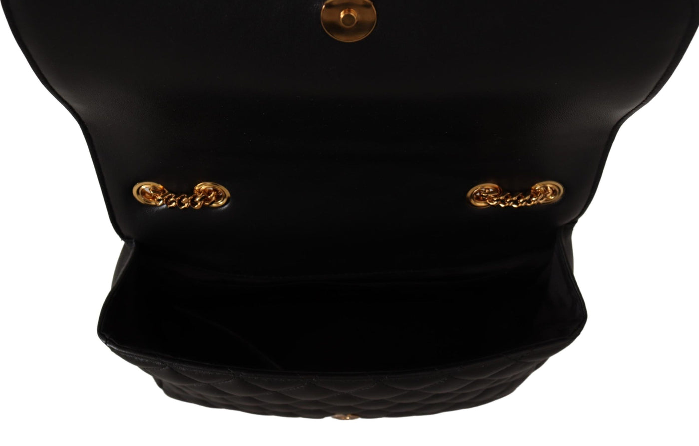 Black Nappa Leather Medusa Shoulder Bag