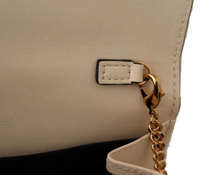 White  Nappa Leather Medusa Evening Bag