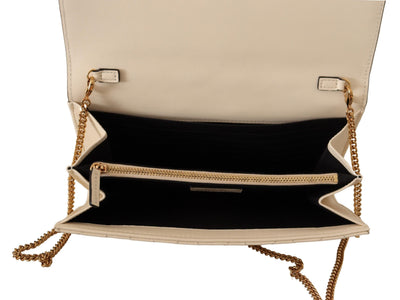 White  Nappa Leather Medusa Evening Bag