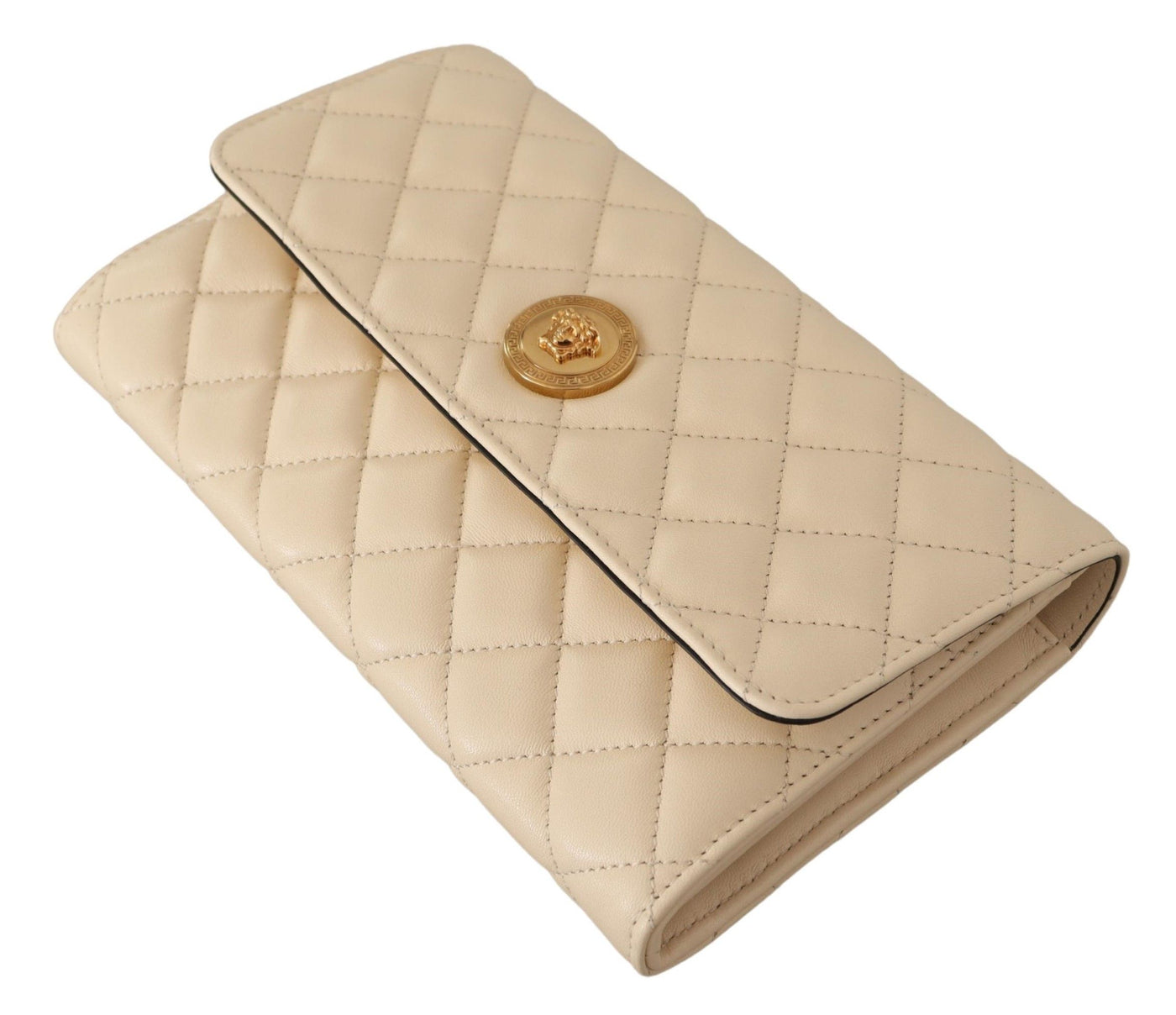 White  Nappa Leather Medusa Evening Bag