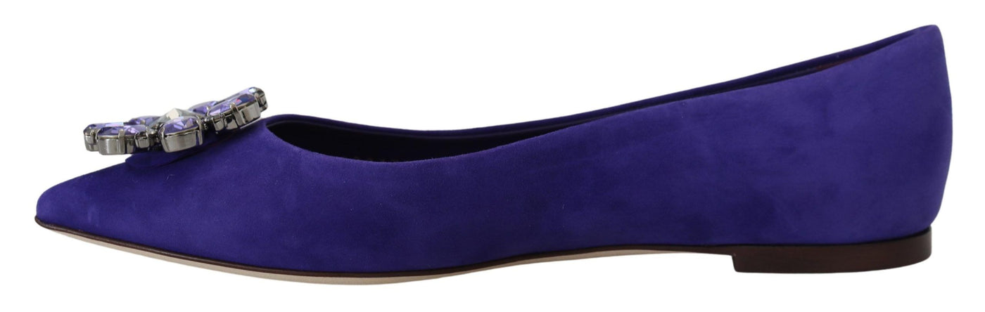 Purple Suede Crystals Loafers Flats Shoes