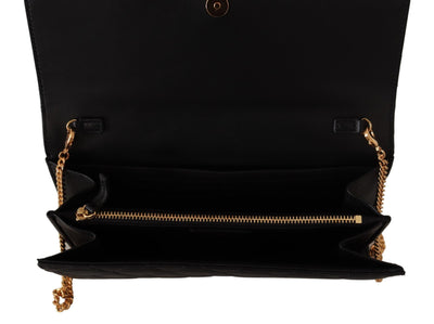 Black Nappa Leather Medusa Evening Bag