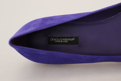 Purple Suede Crystals Loafers Flats Shoes