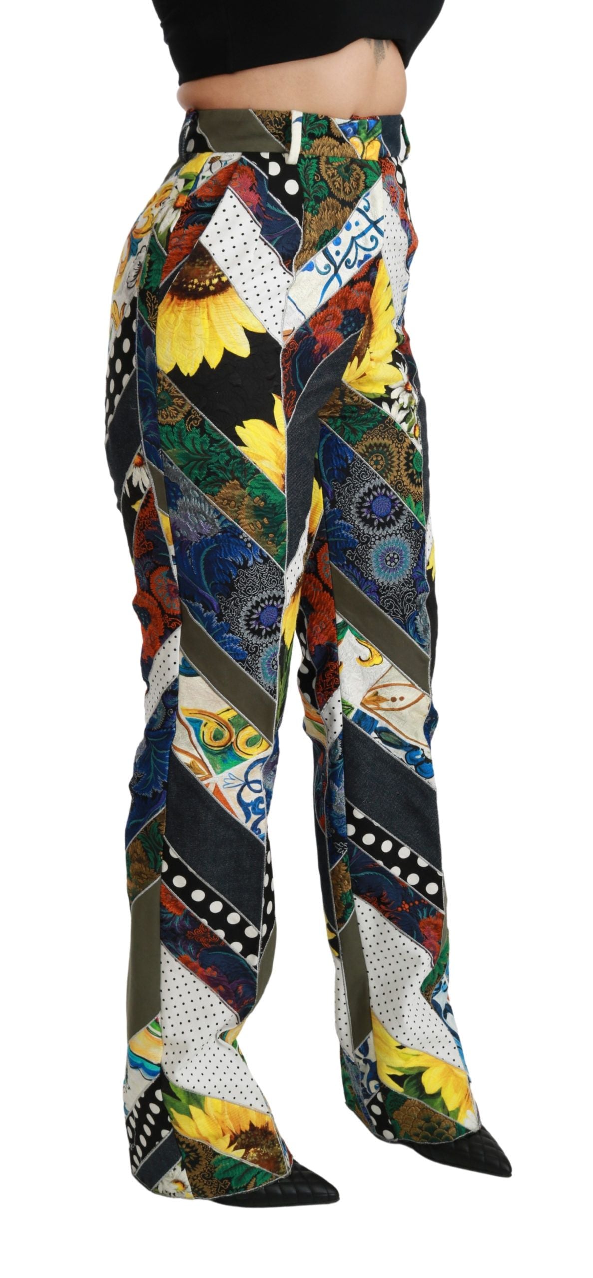 Multicolor Print High Waist Straight Pants