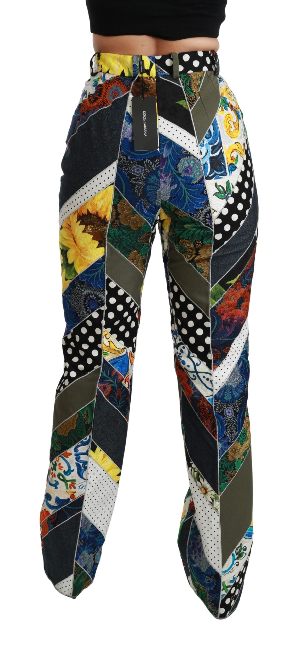 Multicolor Print High Waist Straight Pants