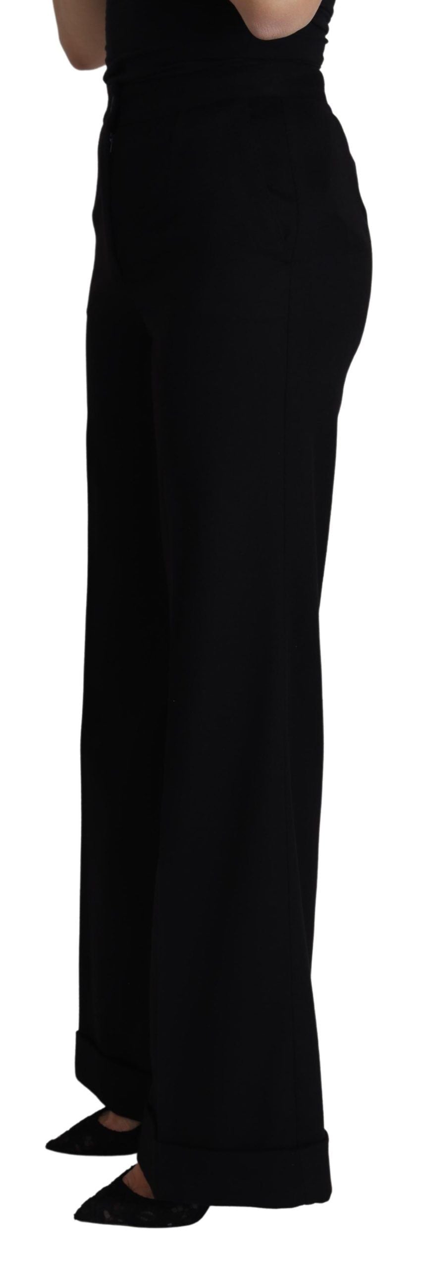 Black Cashmere Wide Leg Women Trouser Pants