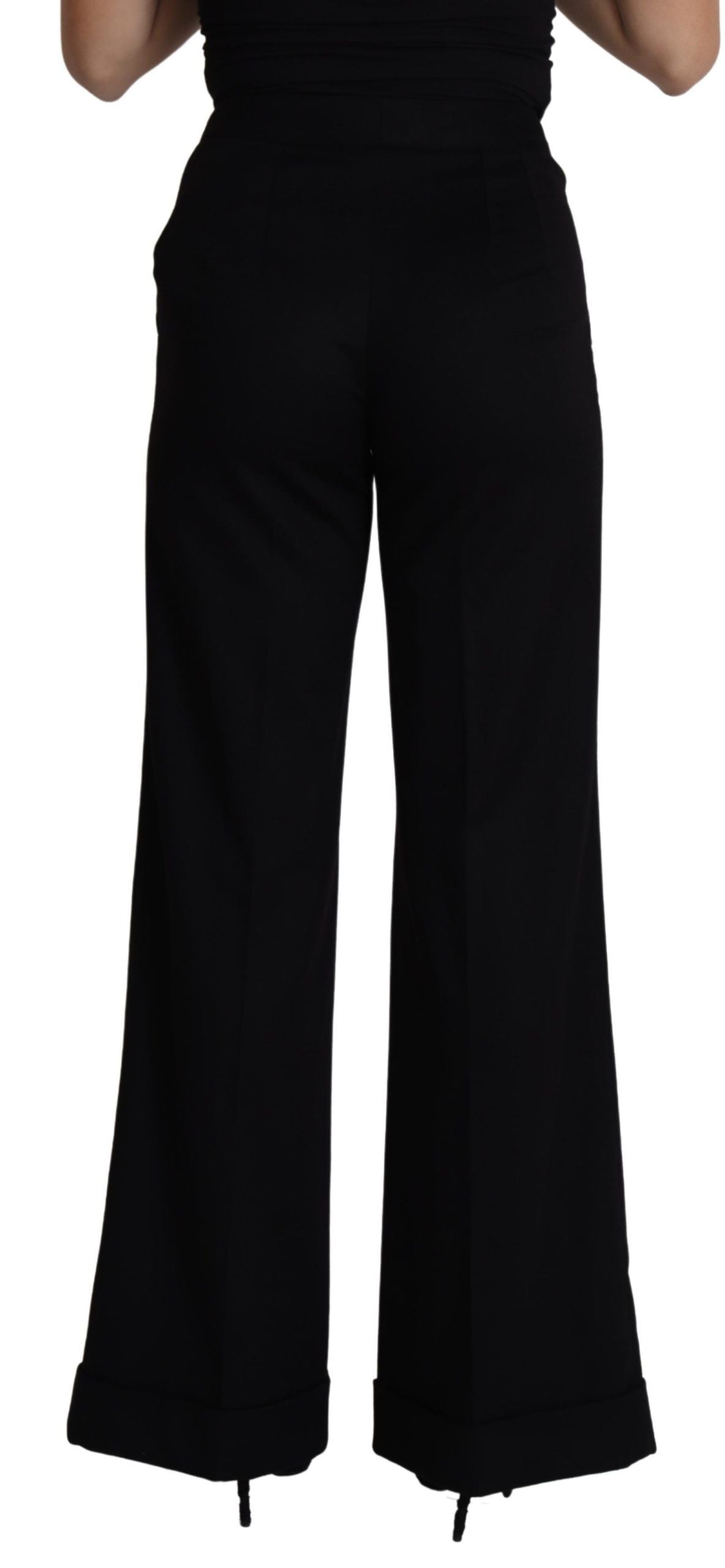 Black Cashmere Wide Leg Women Trouser Pants