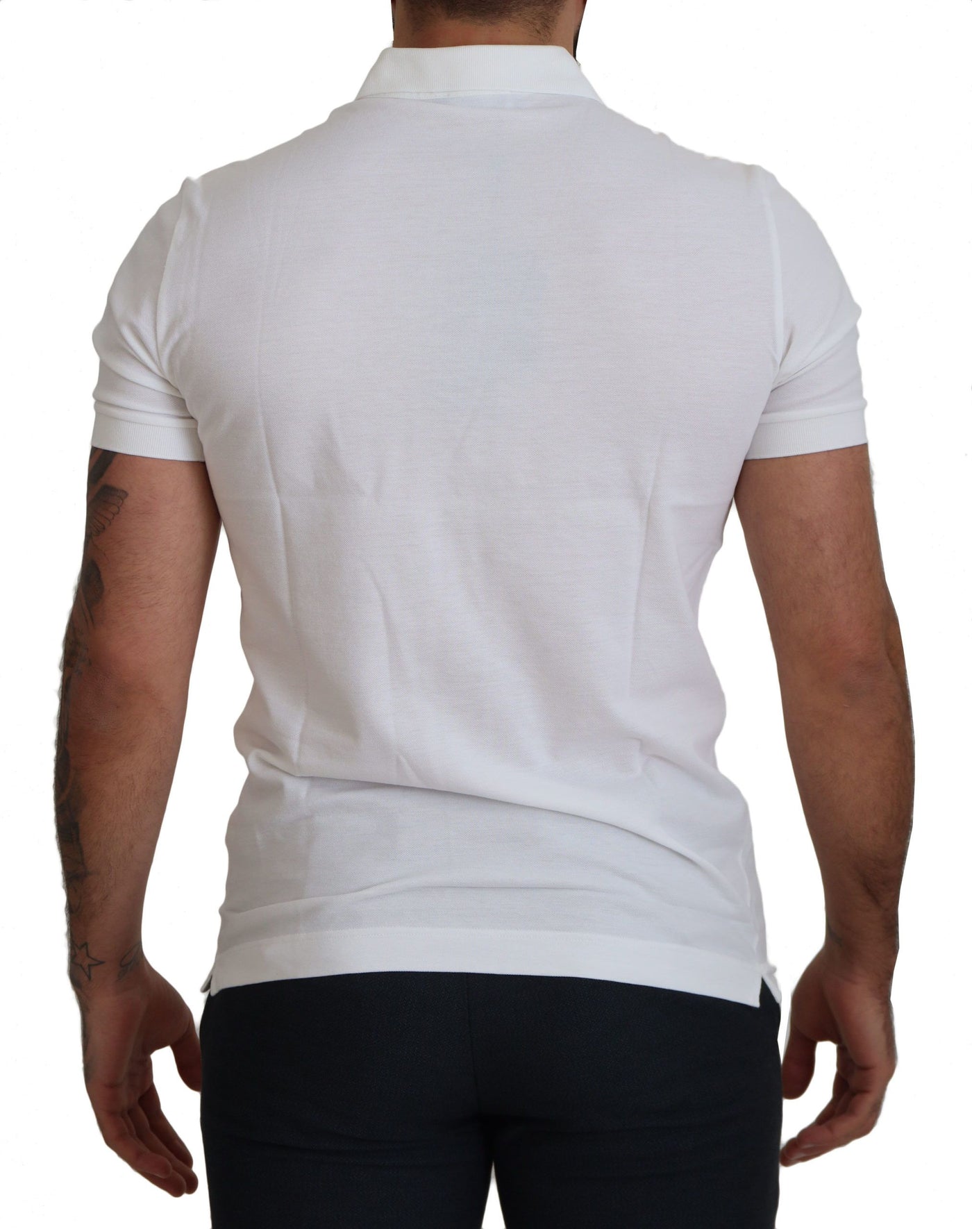 White Embroidered Crown Polo Silk  T-shirt