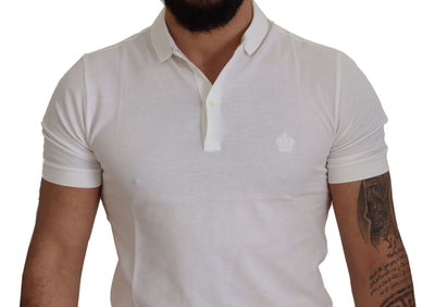 White Embroidered Crown Polo Silk  T-shirt